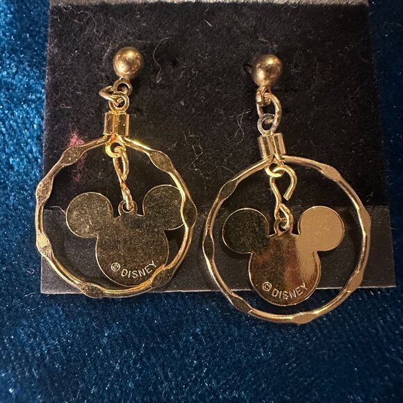 Walt Disney World Mickey Mouse Earrings | Gold Hoop Design Vintage - Picture 2 of 2